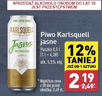 Piwo Karlsquell jasne pełne promocja