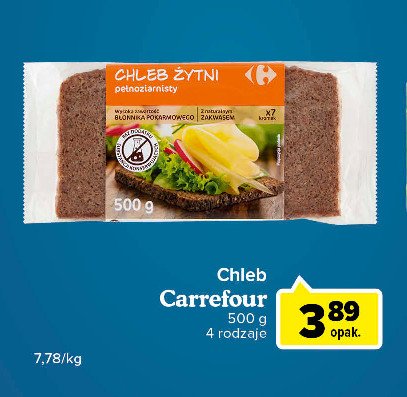 Chleb żytni pełnoziarnisty Carrefour promocje