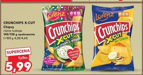 Chipsy ser-cebula Crunchips x-cut Crunchips lorenz promocja w Kaufland