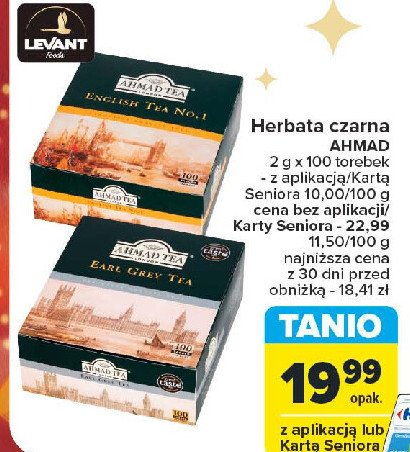 Herbata ekspresowa z zawieszką Ahmad tea london earl grey promocja w Carrefour Market