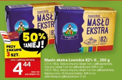 Masło ekstra Łowickie 82% tł., 200 g promocja w Twój Market