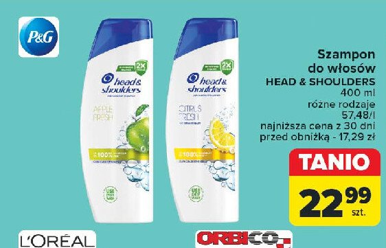 Szampon do włosów citrus fresh Head&shoulders promocja w Carrefour Market