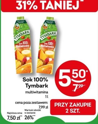 Sok 100% Tymbark multiwitamina 1l promocja w Żabka