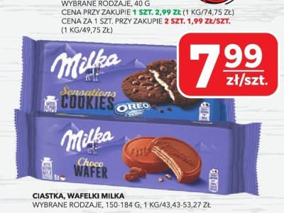 Ciastka, wafelki Milka, wybrane rodzaje, 150-184 g promocja w Top Market