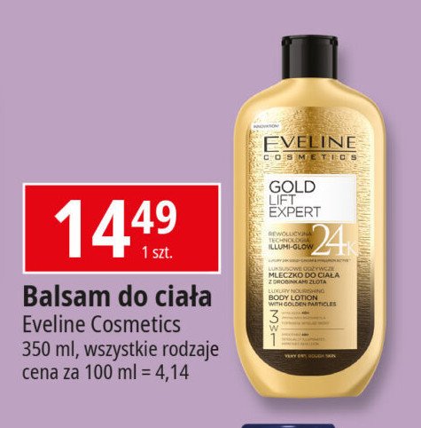 Odżywcze mleczko do ciała Eveline gold lift expert promocja w Leclerc