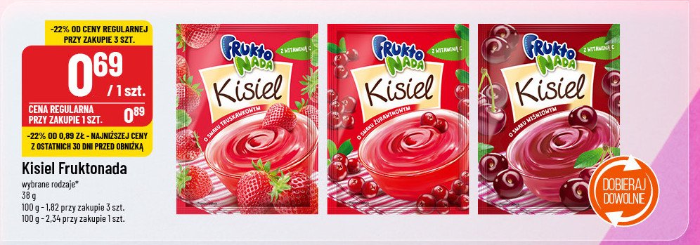 Kisiel o smaku truskawkowym Fruktonada promocja