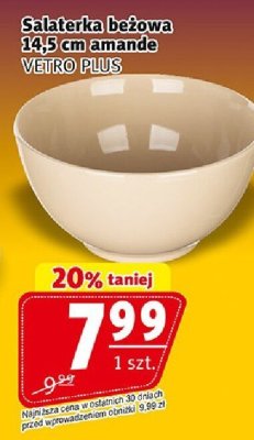 Salaterka beżowa 14,5 cm amande VETRO PLUS promocja w Prim Market