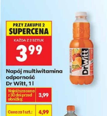 Napój multiwitamina odporność Dr Witt 1l promocja w Biedronka