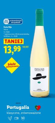 Wino Festa Rija białe półwytrawne promocja w Lidl