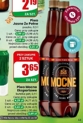 Piwo Jasne Że Pełne puszka 0,5 l promocja w Dino
