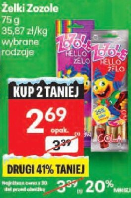 Żelki Zozole 75g wybrane rodzaje promocja w Delikatesy Centrum