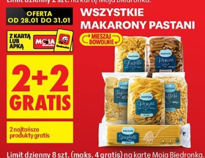Makaron pastani wszystkie rodzaje promocja w Biedronka