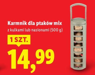 Karmnik dla ptaków mix z kulkami lub nasionami promocja w Lidl