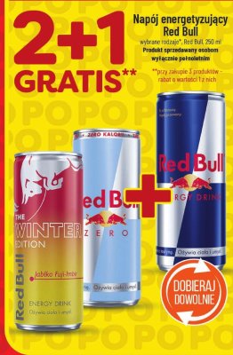 Napój energetyzujący Red Bull 2+1 gratis promocja w POLOmarket