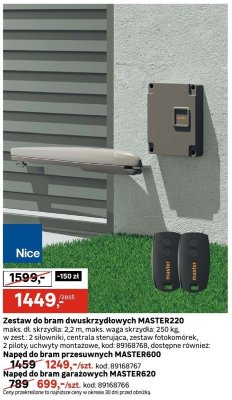 Zestaw do bram dwuskrzydłowych MASTER220 Nice promocja w Leroy Merlin