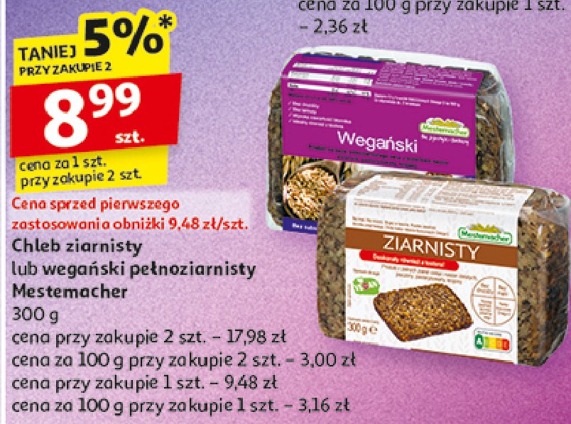 Chleb wegański Mestemacher promocja w Auchan