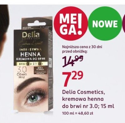 Kremowa henna do brwi Delia Cosmetics nr 3.0, 15 ml promocja w Rossmann