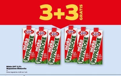 Mleko UHT 3,2% Wypasione 3+3 GRATIS promocja w Netto