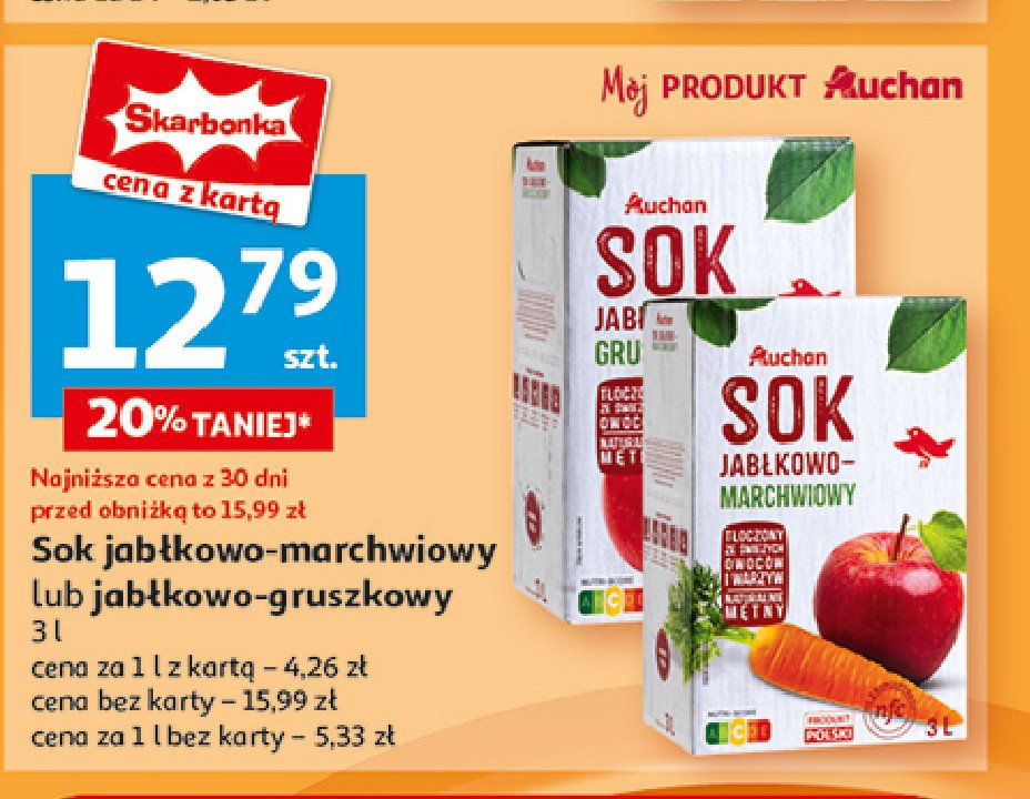 Sok jabłkowo-gruszkowy Auchan promocja