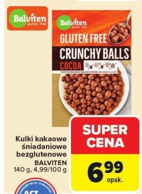 Kulki kakaowe śniadaniowe bezglutenowe BALVITEN 140g promocja w Carrefour Market