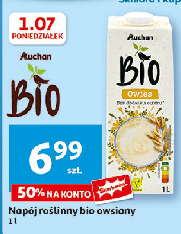 Napój sojowo owsiany Auchan bio promocja