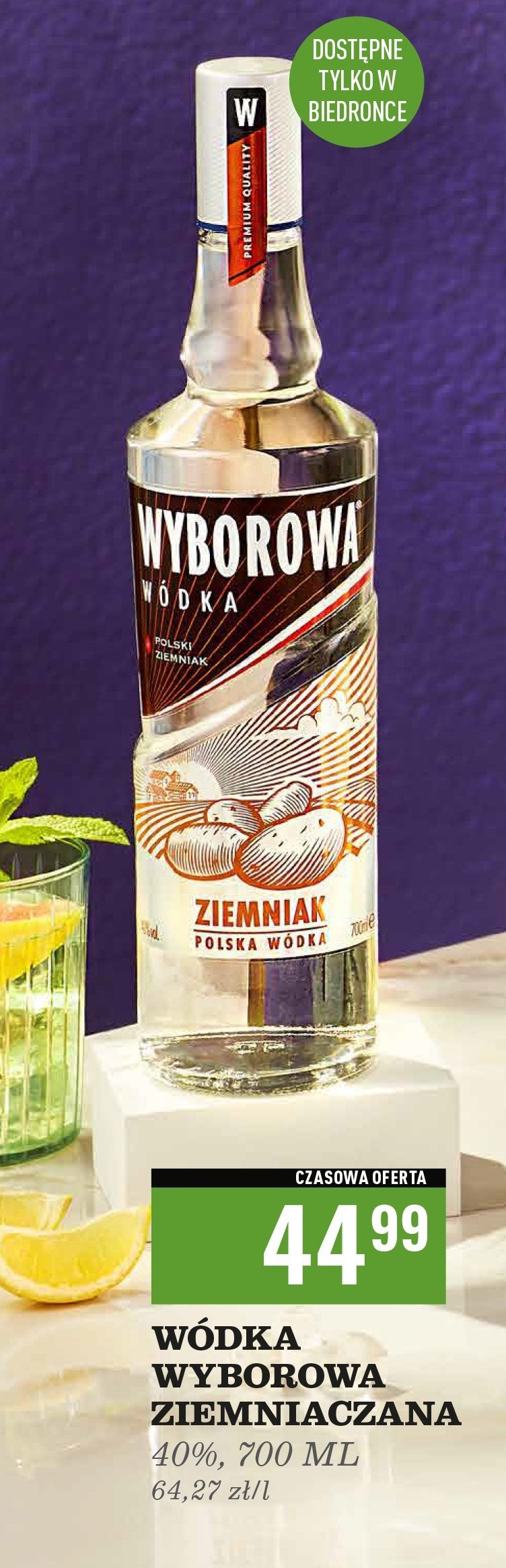 Wódka WYBOROWA POLSKI ZIEMNIAK promocja w Biedronka