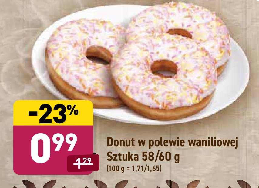 Donut z polewą waniliową promocja