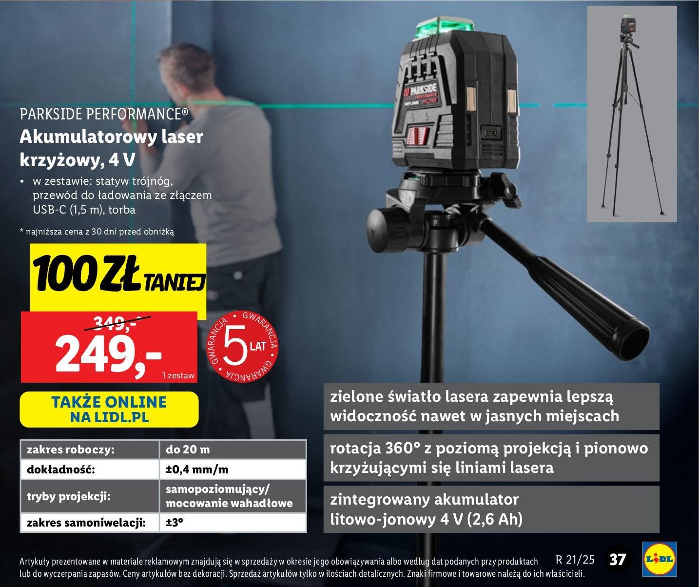 Laser krzyżowy Parkside promocja w Lidl