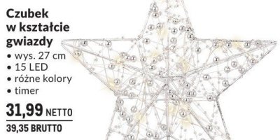 Czubek w kształcie gwiazdy dekoracja świąteczna wys. 27 cm 15 LED różne kolory timer promocja w Makro