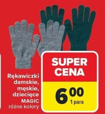 Rękawiczki dziecięce różne kolory MAGIC promocja w Carrefour
