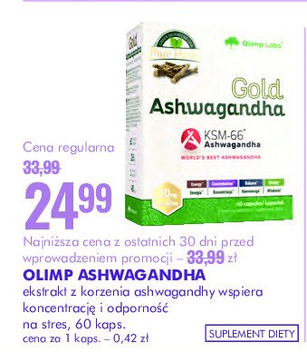 Tabletki OLIMP GOLD ASHWAGANDHA promocja