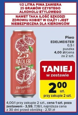 Piwo EDELMEISTER 0,5 l puszka promocja w Carrefour Express
