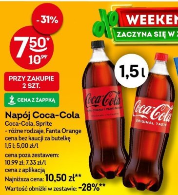 Napój Coca-Cola Coca-Cola, Sprite - różne rodzaje, Fanta Orange 1,5l promocja w Żabka