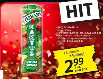 Napój Tymbark 1 l różne rodzaje promocja w Selgros