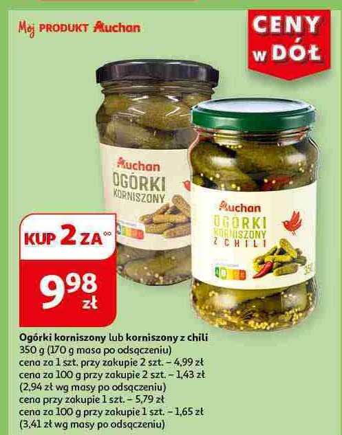 Ogórki korniszony z chili Auchan promocja