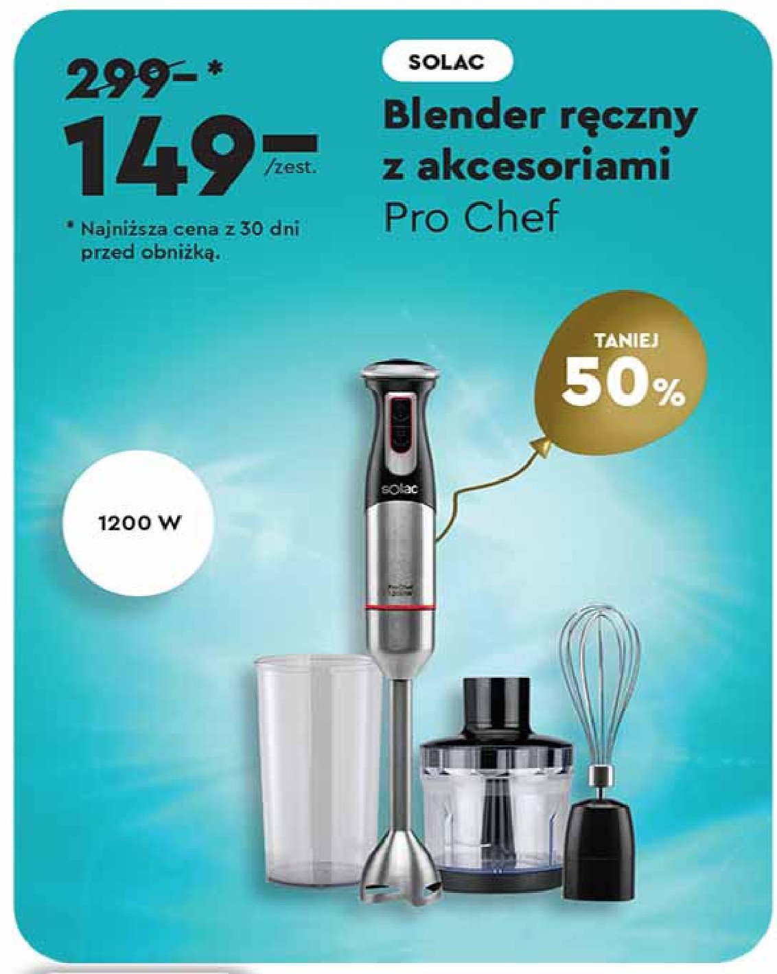 Blender pro chef 1000 w z akcesoriami SOLAC promocja