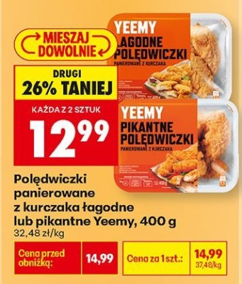 Polędwiczki panierowane z kurczaka łagodne lub pikantne Yeemy, 400 g promocja w Biedronka