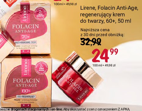 Krem do twarzy 60+ Lirene folacin anti-age promocja