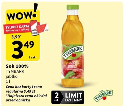 Sok 100% jabłko 1 l promocja w Intermarche