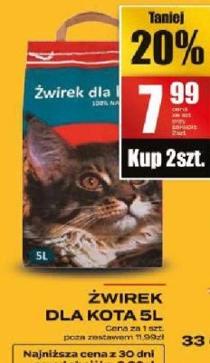 Żwirek dla kota 5L różne rodzaje promocja w Supeco