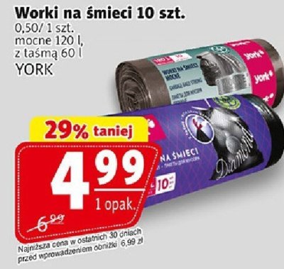 Worki na śmieci York 10 szt. różne rozmiary promocja w Prim Market