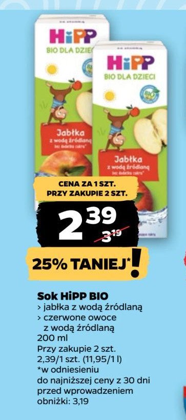 Napój jabłkowy Hipp bio promocja w Netto