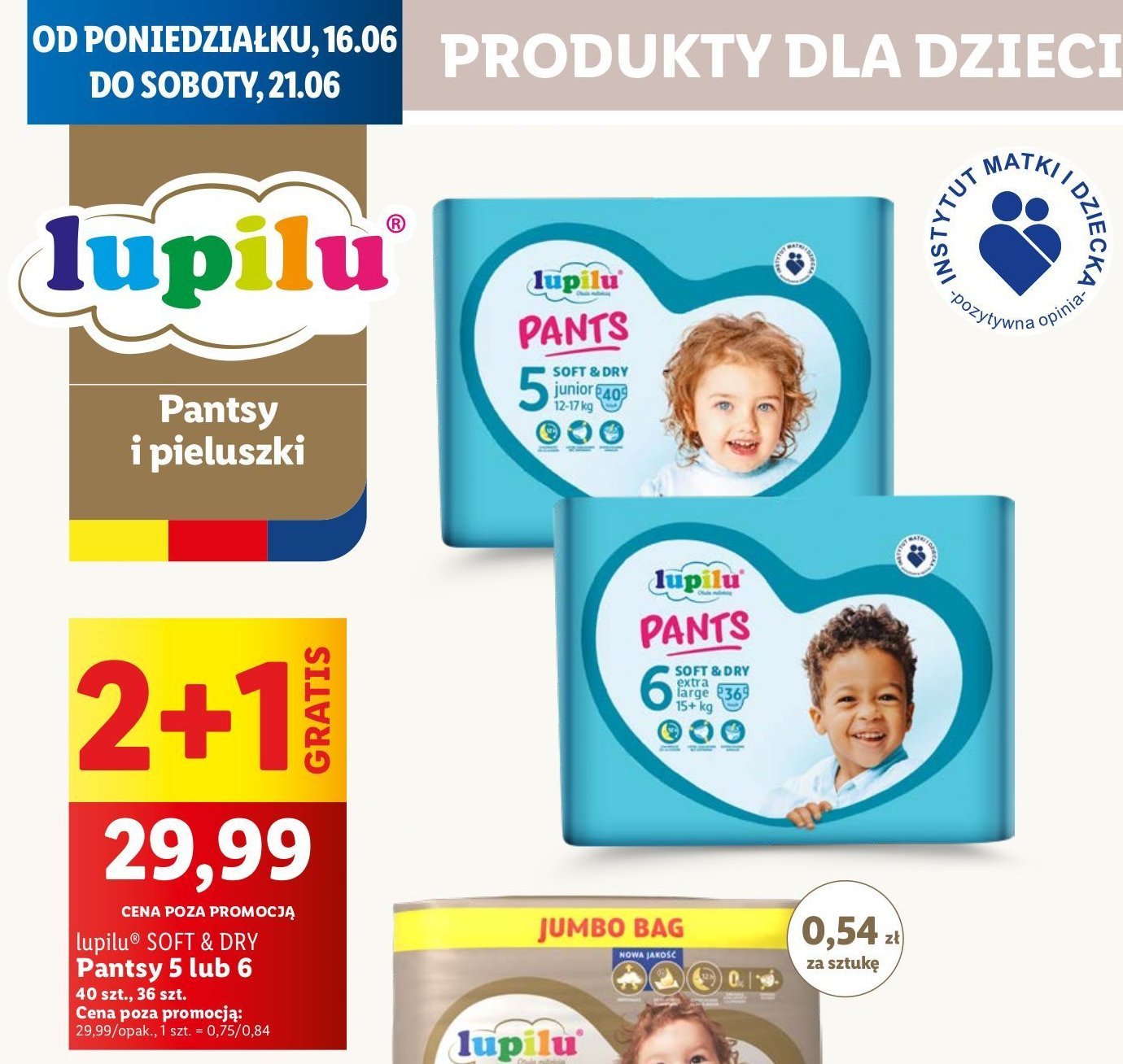 Pieluchomajtki 6 Lupilu soft & dry promocja w Lidl