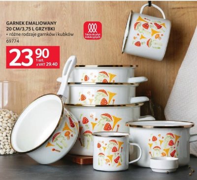 Garnek emaliowany Gerlach 20 CM/3.75L grzybki promocja w Selgros