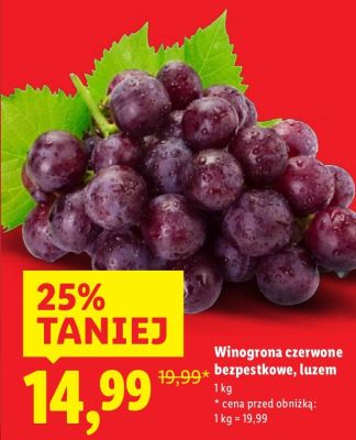 Winogrona czerwone bezpestkowe promocja w Lidl