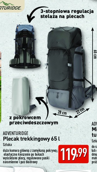 Plecak trekkingowy 65 l ADVENTURIDGE promocja