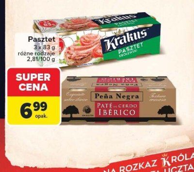 Pasztet Krakus 3x 83 g promocja w Carrefour