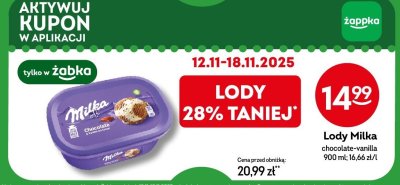 Lody Milka chocolate-vanilla 900ml promocja w Żabka