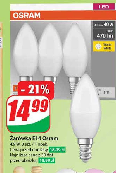 Żarówki led 4.9 w e14 Osram promocja