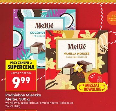 Podniebne mleczko Meltié 380g waniliowe, czekoladowe, śmietankowe, kokosowe promocja w Biedronka